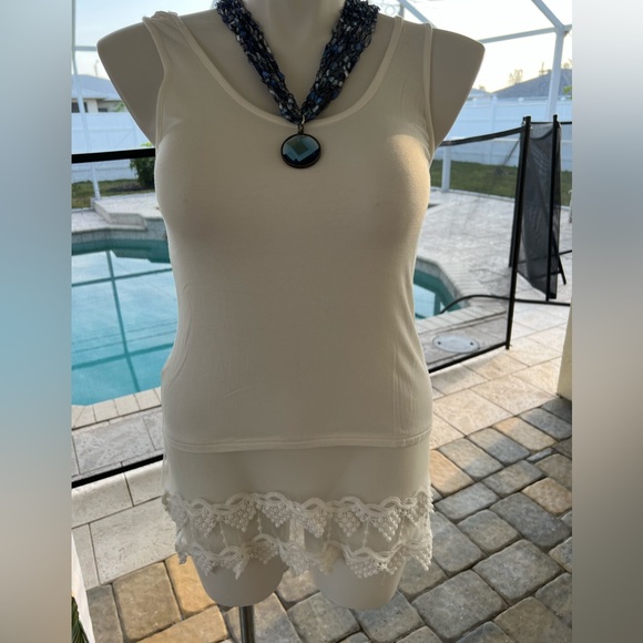 Medium- Origami White tank with Lace detailing on the bottom- NEW Jungle… - Picture 2 of 6